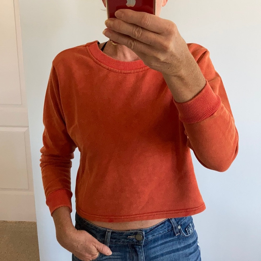 Cropped, Lace Back Pullover Top - Picture 2 of 10